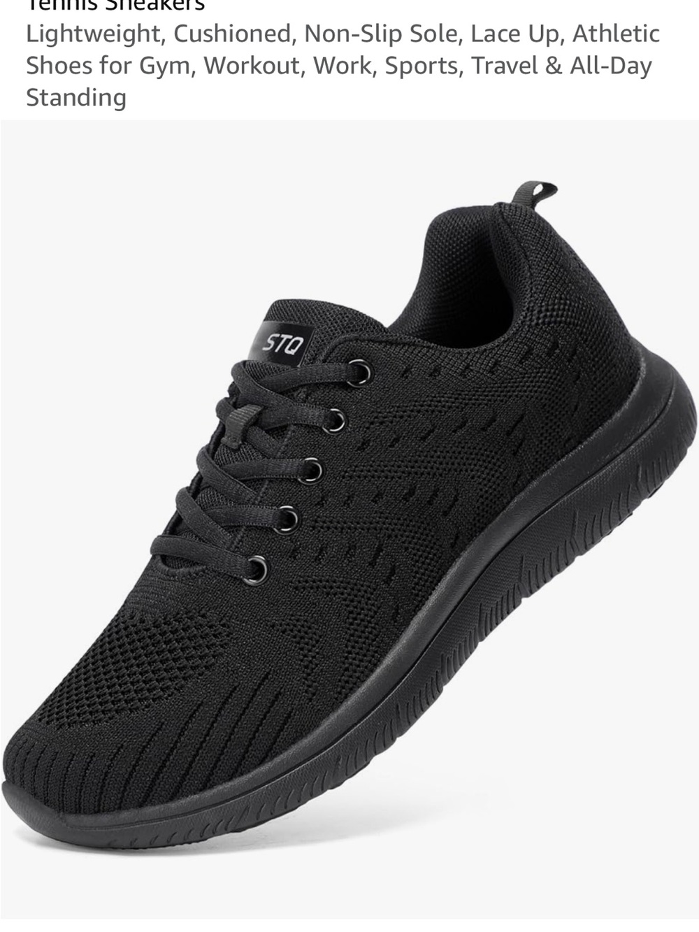 Women’s Lightweight Athletic Knit Lace-Up Sneakers - Black